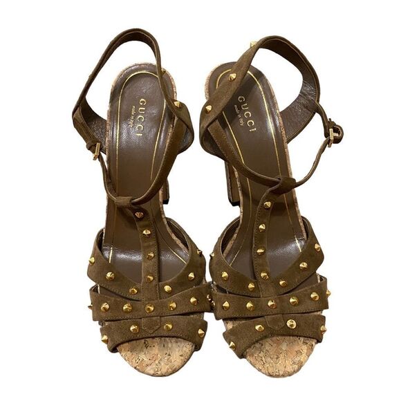 Gucci Women's Jacquelyne Studs Suede Platform Sandal - Picture 1 of 16